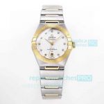 OM Factory Replica Omega Constellation Yellow Gold Bezel White Dial Ladies 29MM Watch